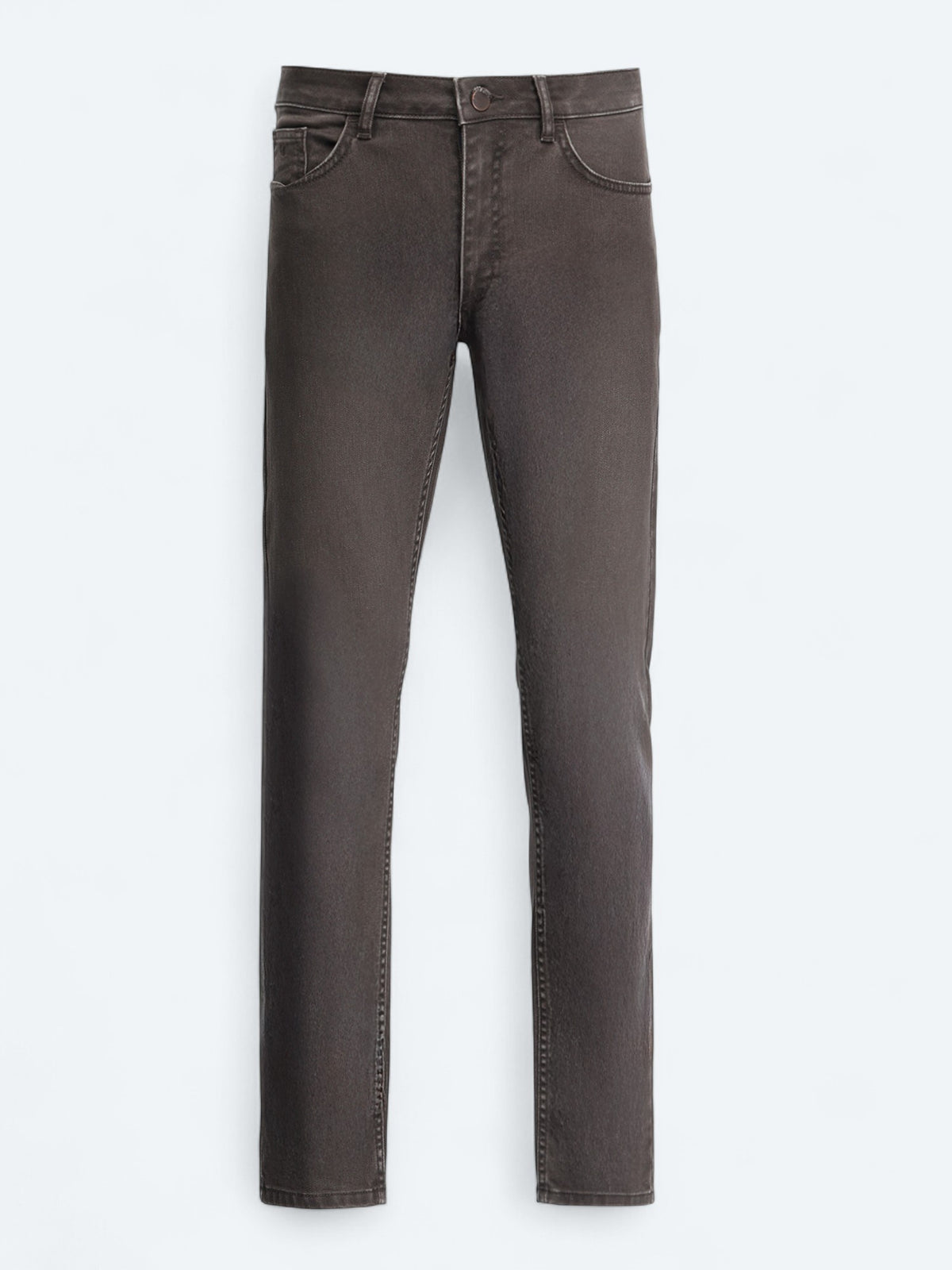 Kahverengi Slim Fit Denim Pamuk Karışımlı Pantolon