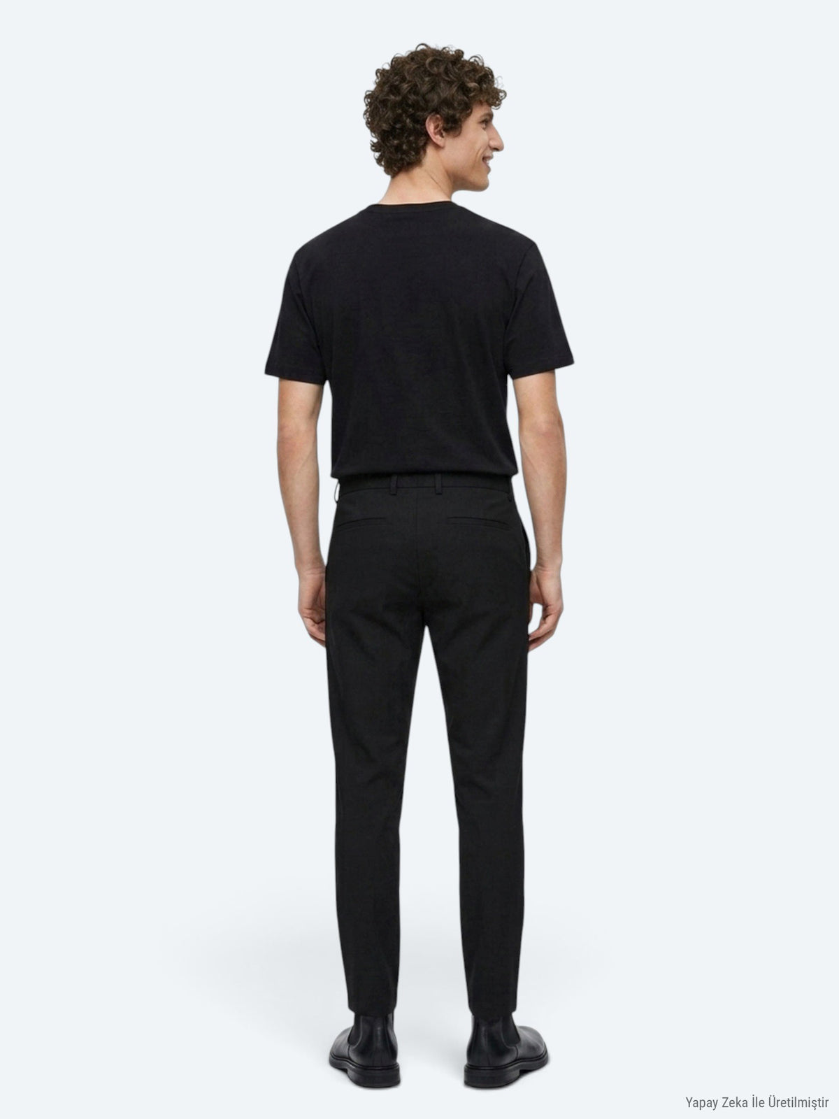 Siyah Düz Dokuma Jogging Fit Casual Pamuk Karışımlı Pantolon