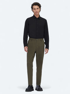 Haki Dokuma Relaxed Fit Casual Pamuk Karışımlı Pantolon