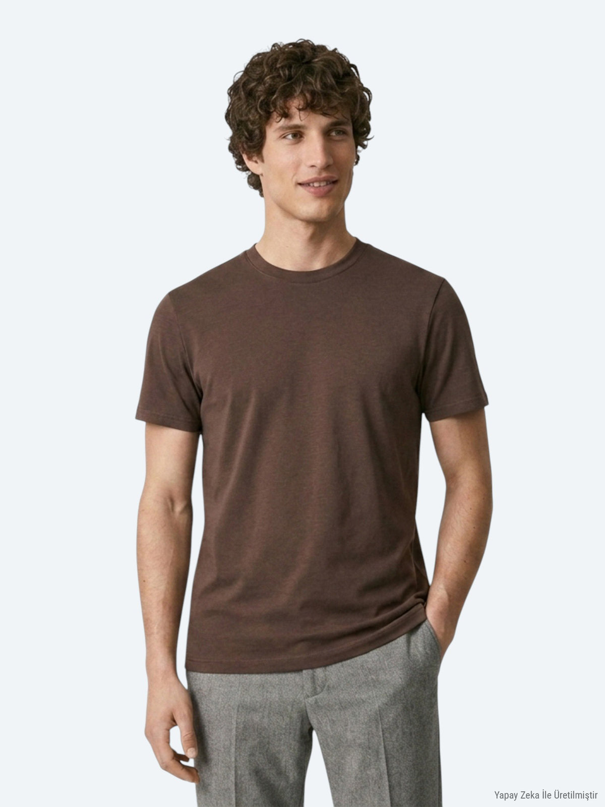 Kahverengi Düz T-Shirt