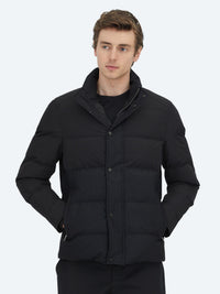 Siyah Regular Fit Kapüşonlu Casual Dokuma Mont