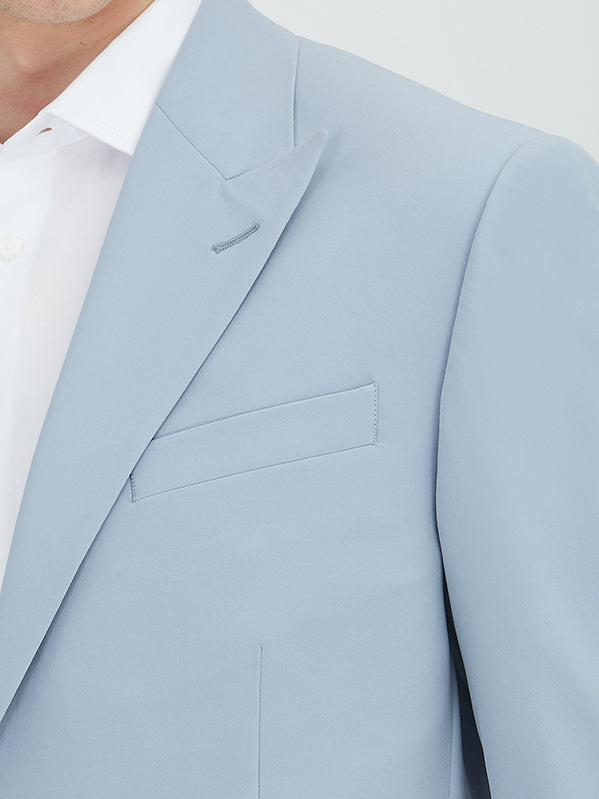 Mavi Düz Slim Fit Takım Elbise