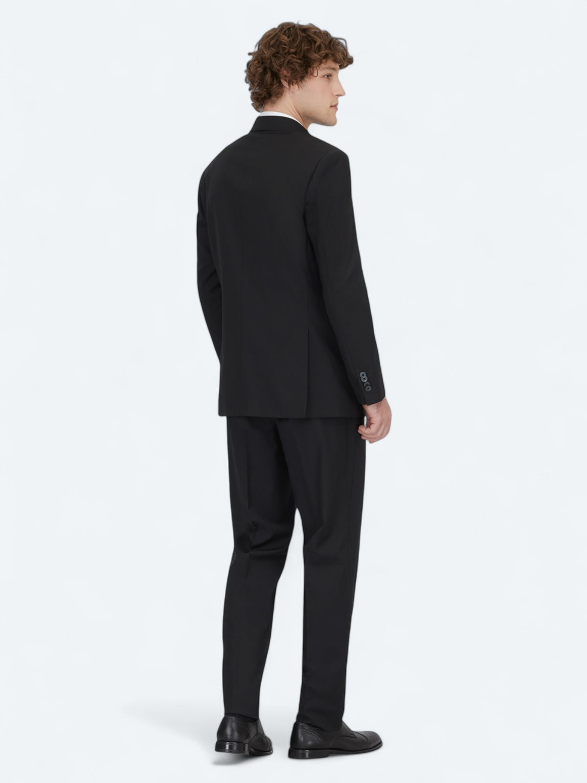 Siyah Desenli Modern Fit Yün Karışımlı Takım Elbise