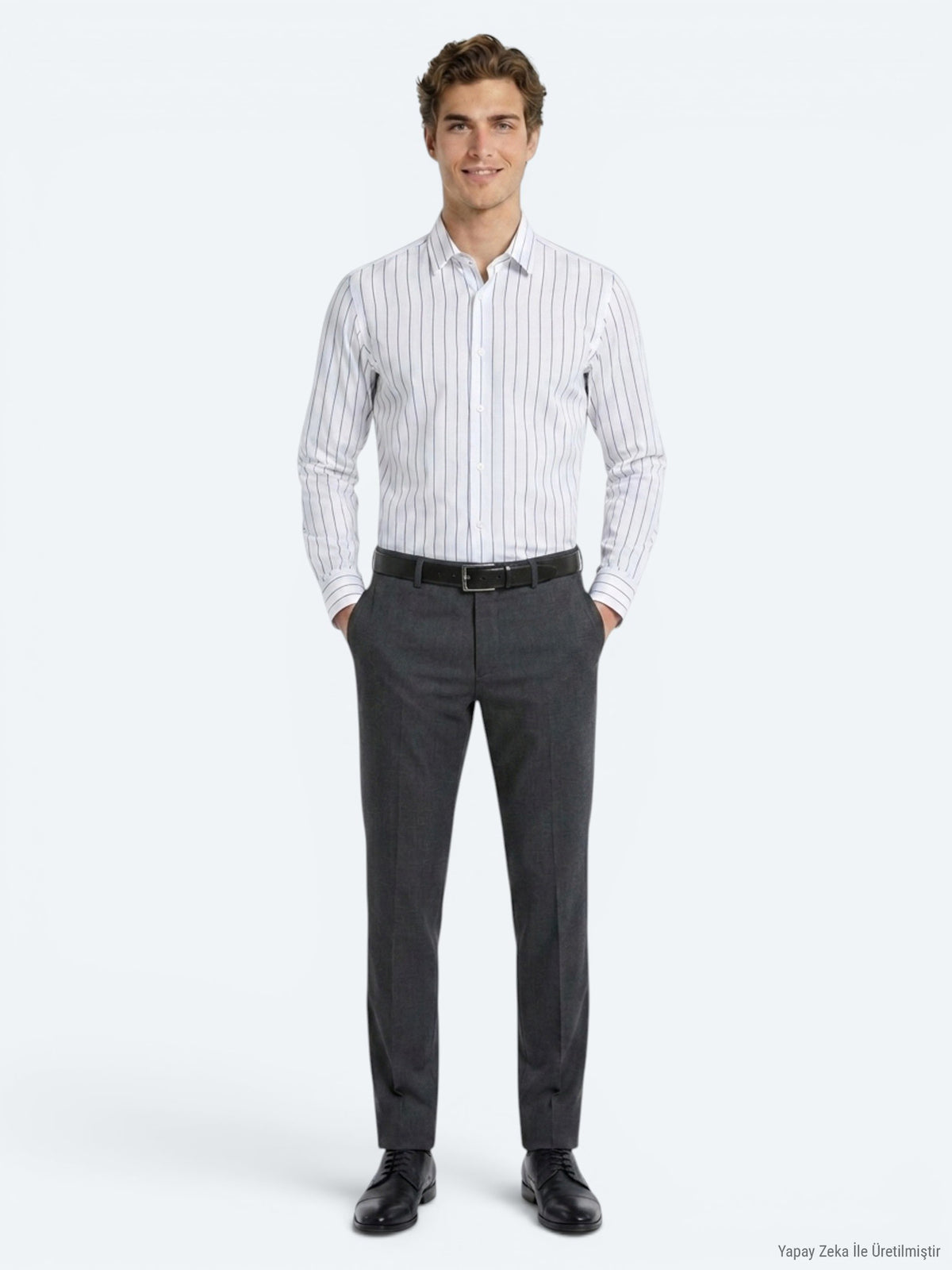 Antrasit Dokuma Slim Fit Klasik Yün Karışımlı Pantolon