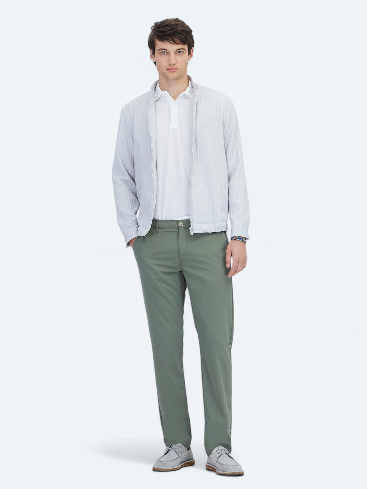 Gri Regular Fit Dik Yaka Casual Dokuma Mont