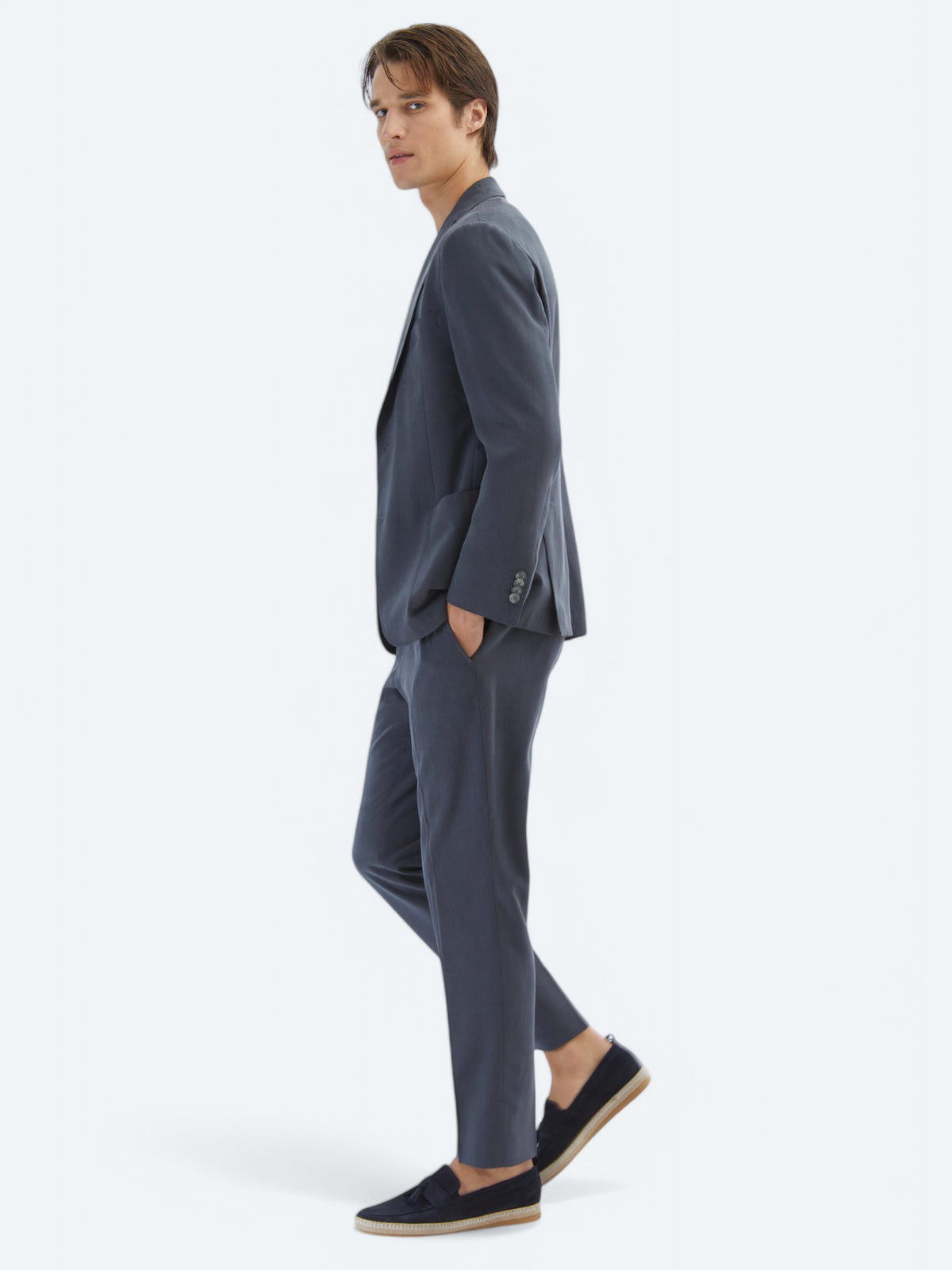 Antrasit Düz Modern Fit Takım Elbise