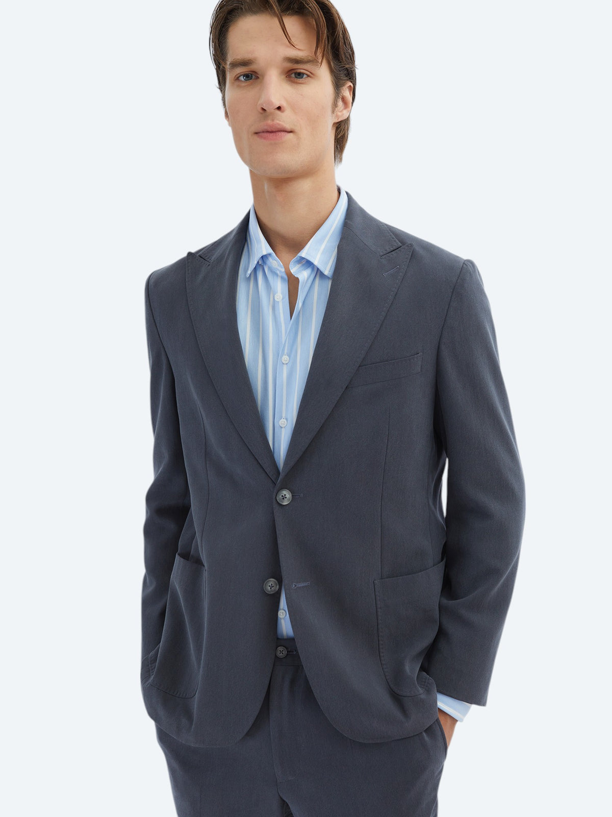 Antrasit Düz Modern Fit Takım Elbise