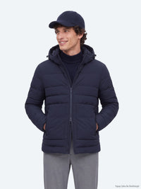 Lacivert Regular Fit Kapüşonlu Dokuma Mont