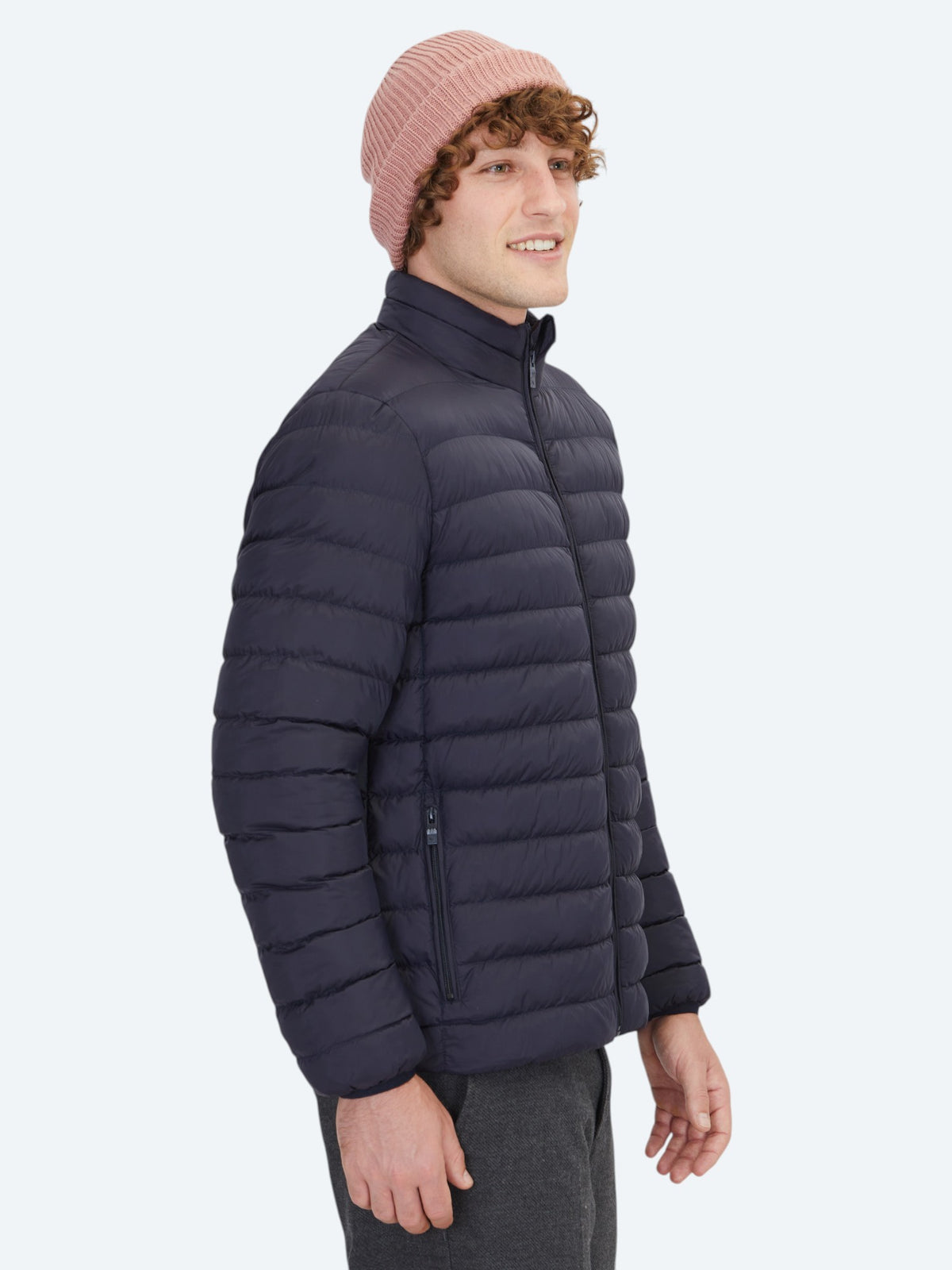 Lacivert Regular Fit Dik Yaka Casual Dokuma Mont