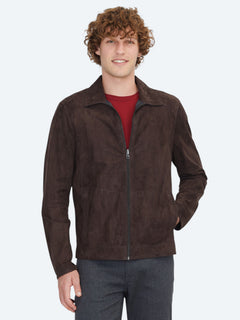 Kahverengi Regular Fit Gömlek Yaka Smart Casual Çift Taraflı Deri Mont