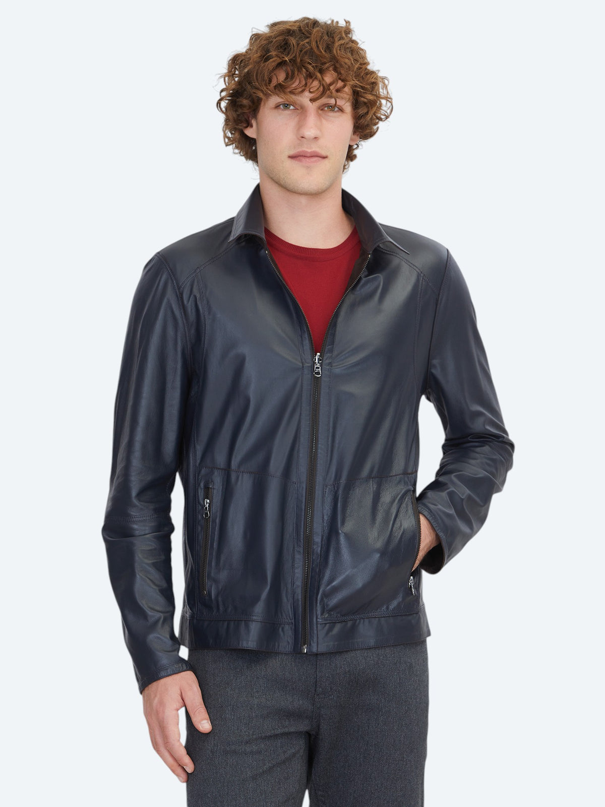 Kahverengi Regular Fit Gömlek Yaka Smart Casual Çift Taraflı Deri Mont