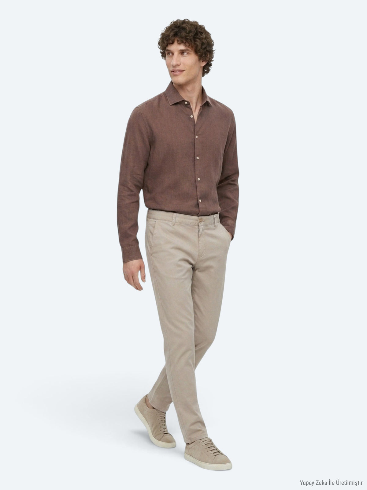 Bej Dokuma Regular Fit Casual Pamuk Karışımlı Pantolon