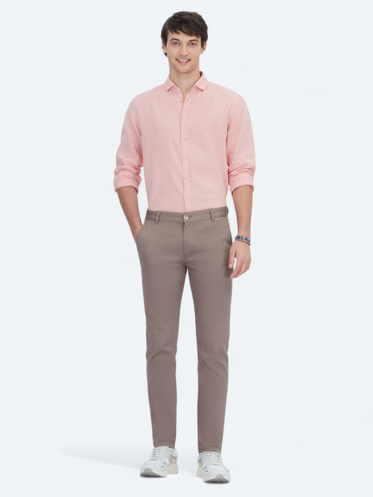 Vizon Dokuma Regular Fit Casual Pamuk Karışımlı Pantolon