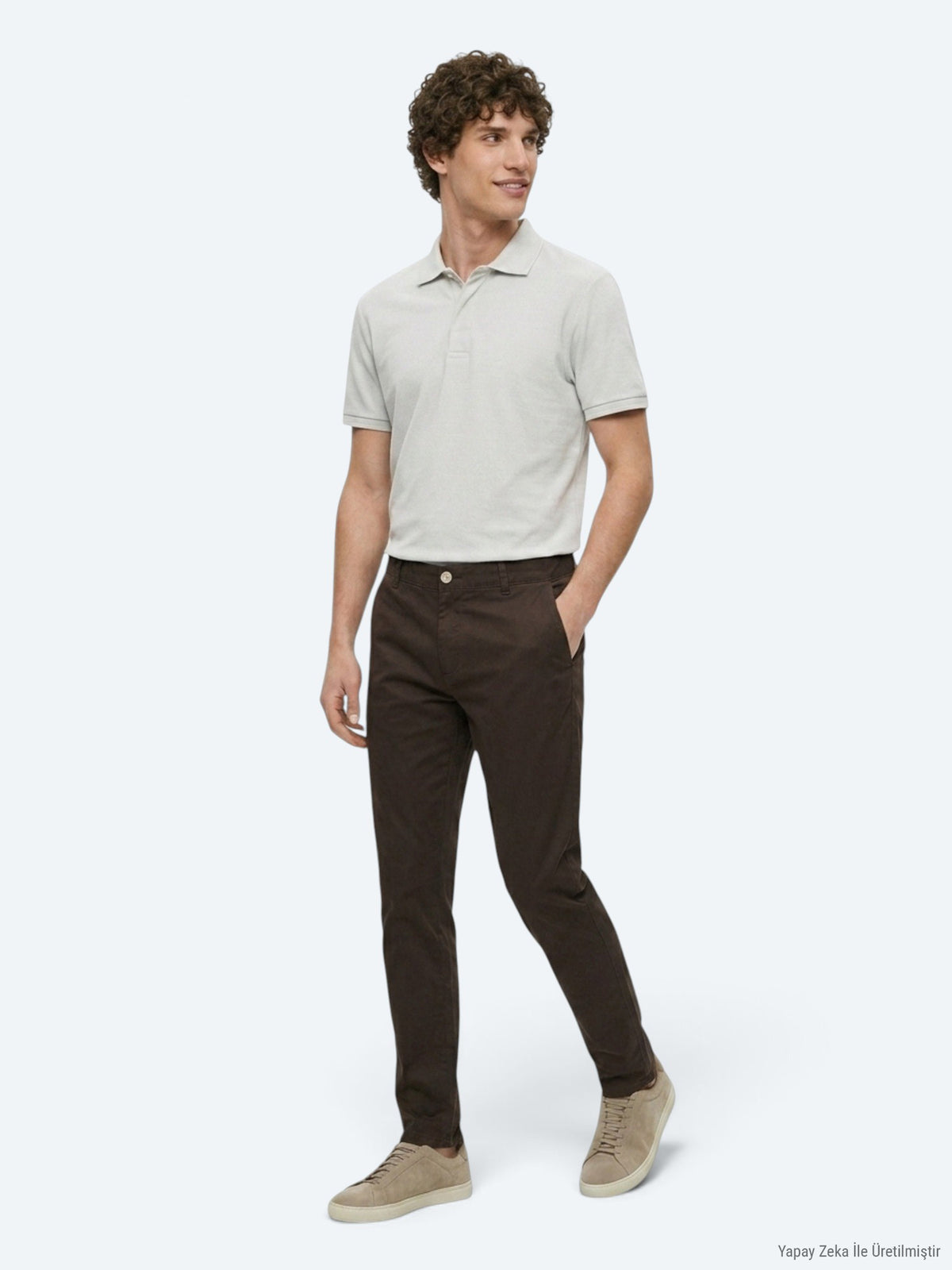 Kahverengi Dokuma Regular Fit Casual Pamuk Karışımlı Pantolon