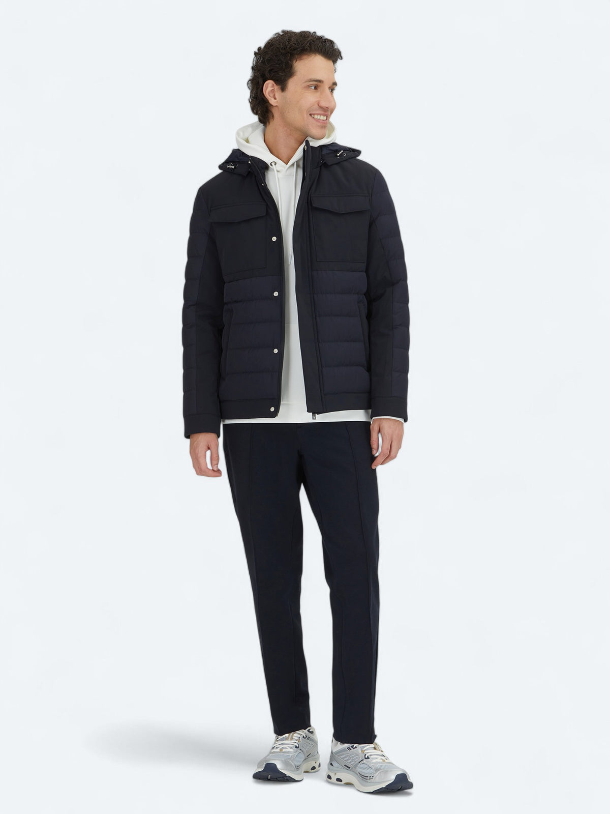 Lacivert Regular Fit Kapüşonlu Casual Dokuma Mont