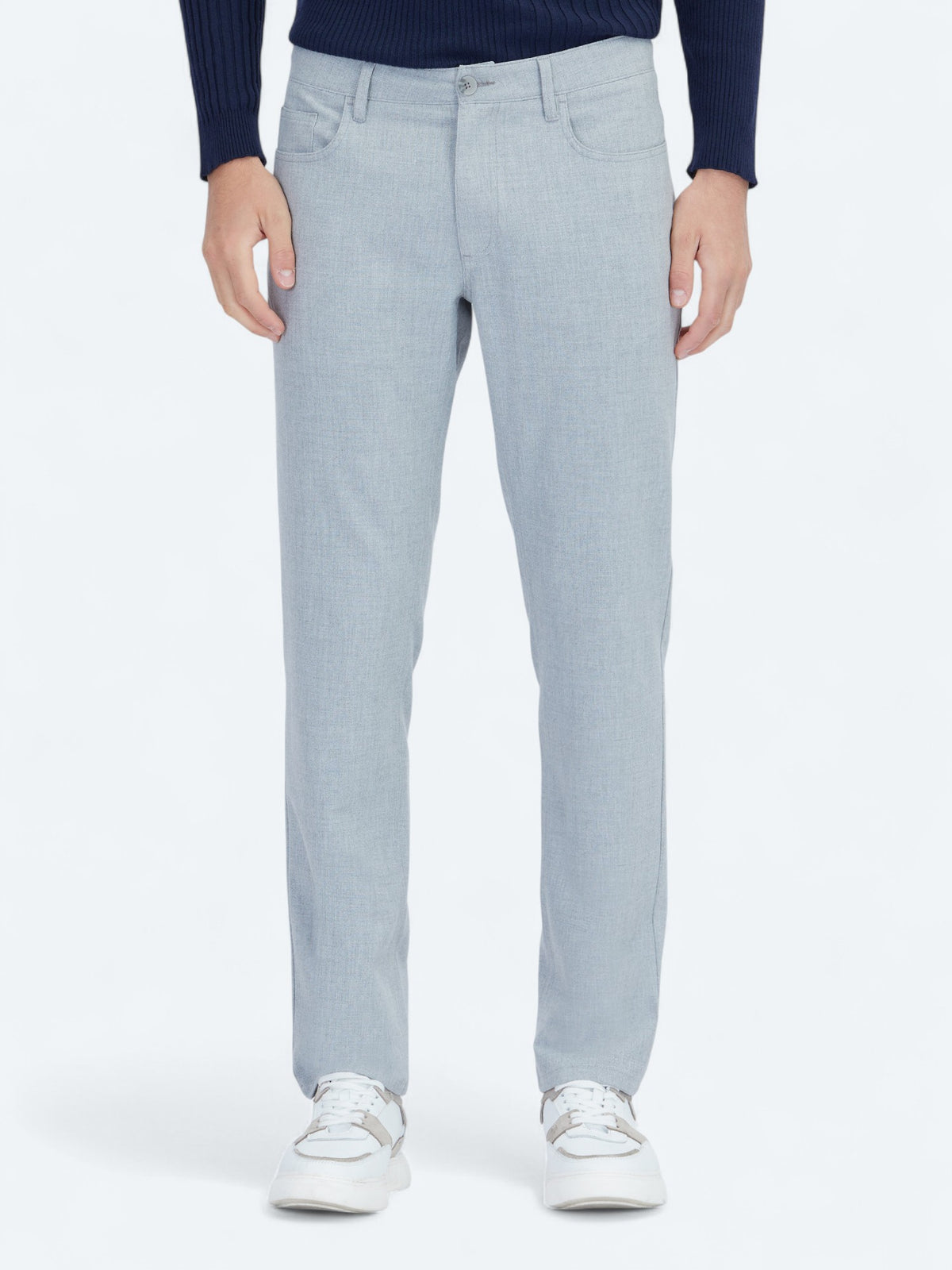 Gri Dokuma Slim Fit Casual Pantolon