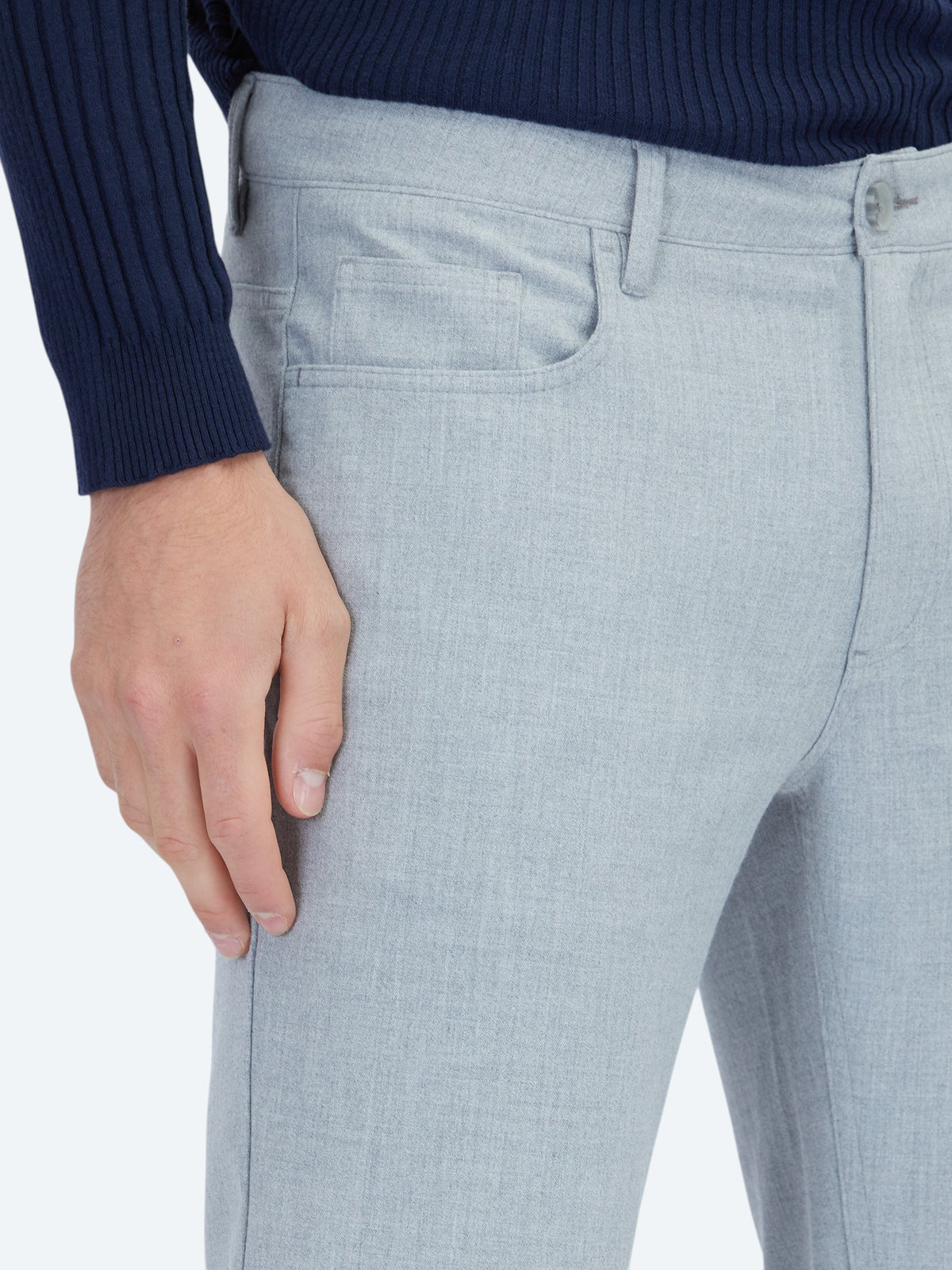 Gri Dokuma Slim Fit Casual Pantolon