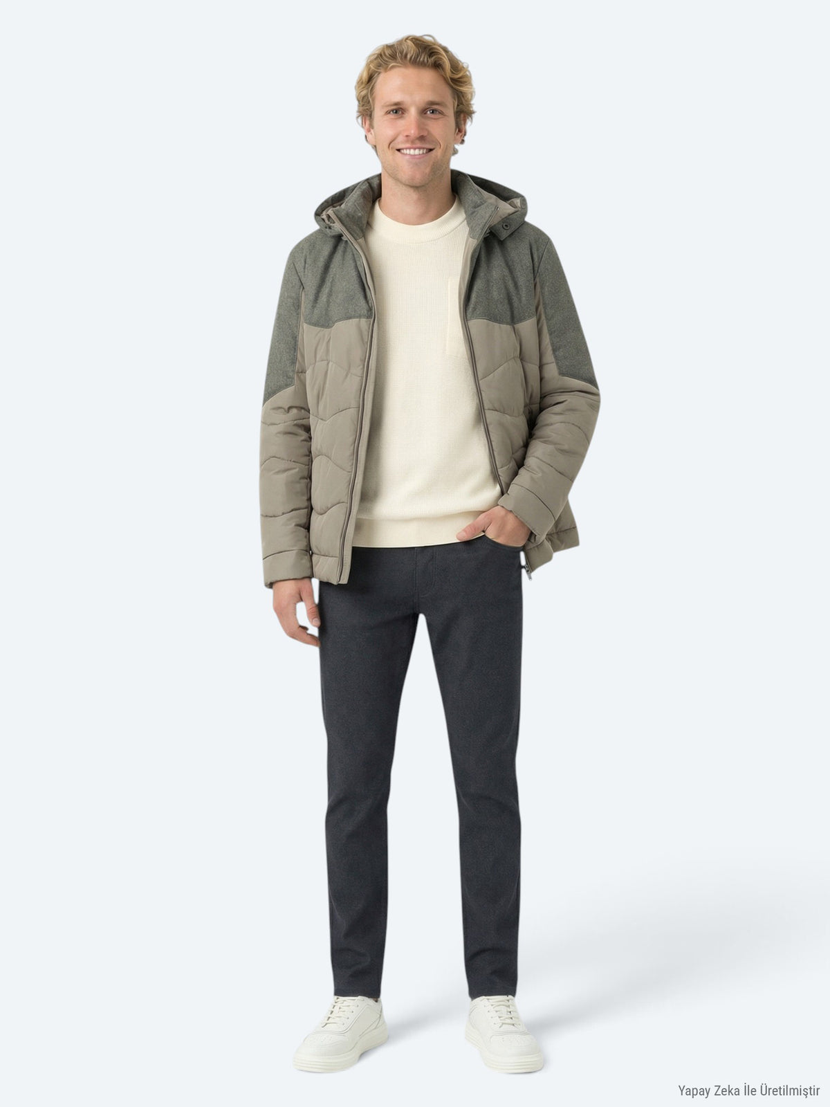 Vizon Regular Fit Kapüşonlu Casual Dokuma Mont