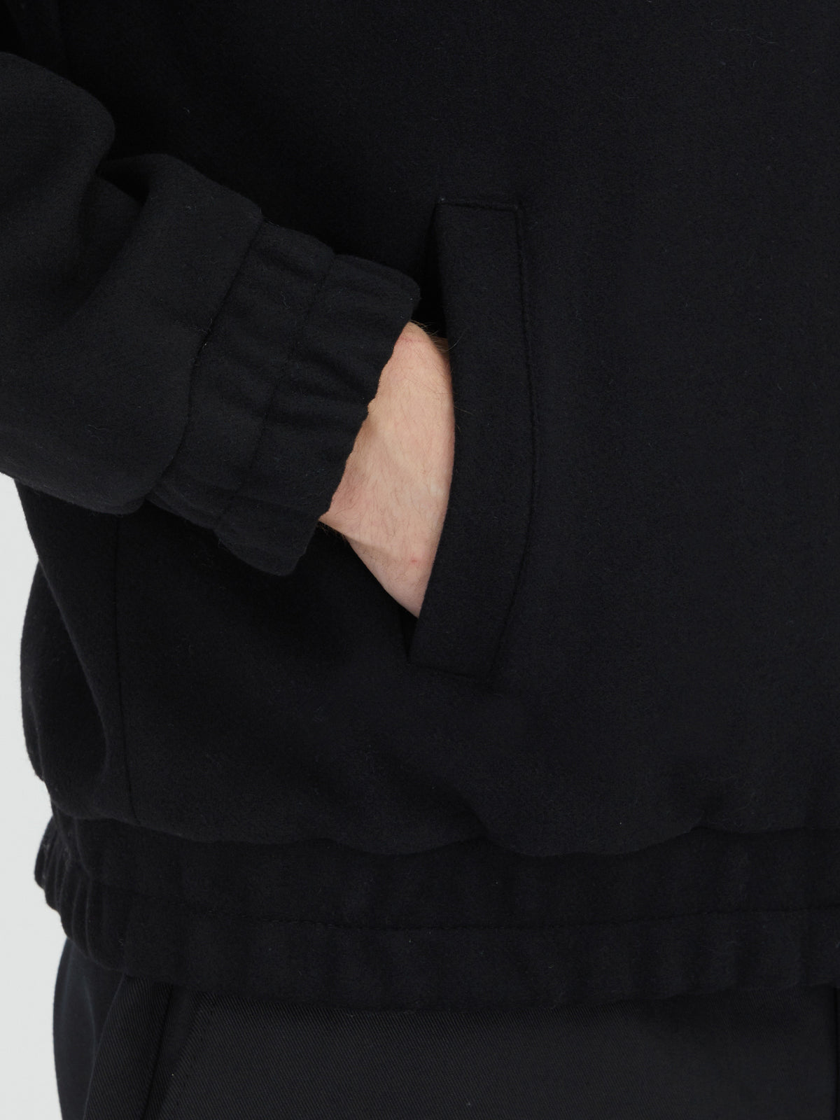 Siyah Comfort Fit Dik Yaka Casual Dokuma Mont