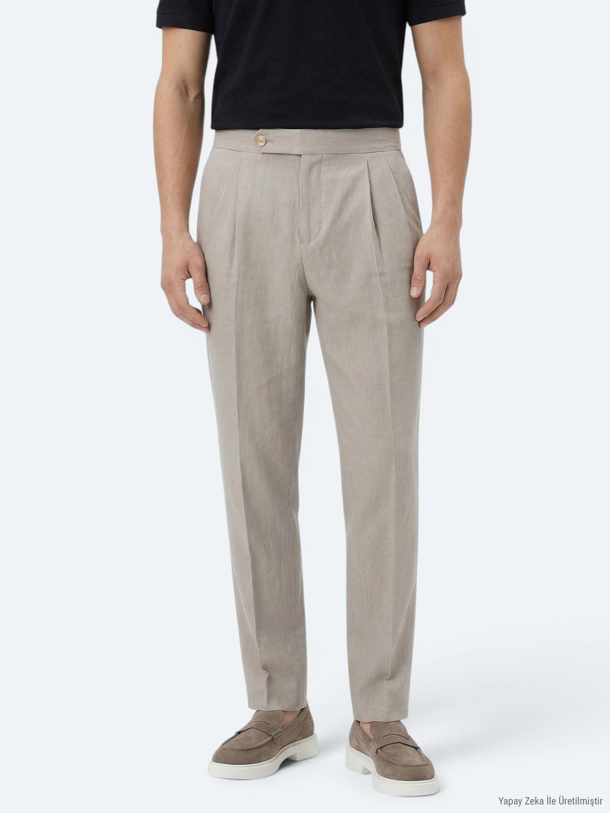Koyu Vizon Dokuma Carrot Fit Casual Pamuk Karışımlı Pantolon
