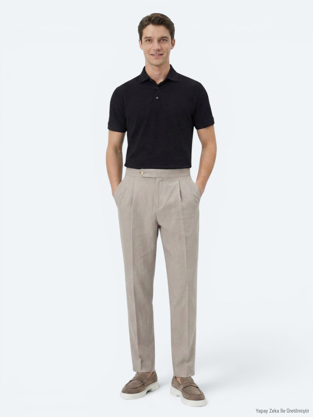 Koyu Vizon Dokuma Carrot Fit Casual Pamuk Karışımlı Pantolon