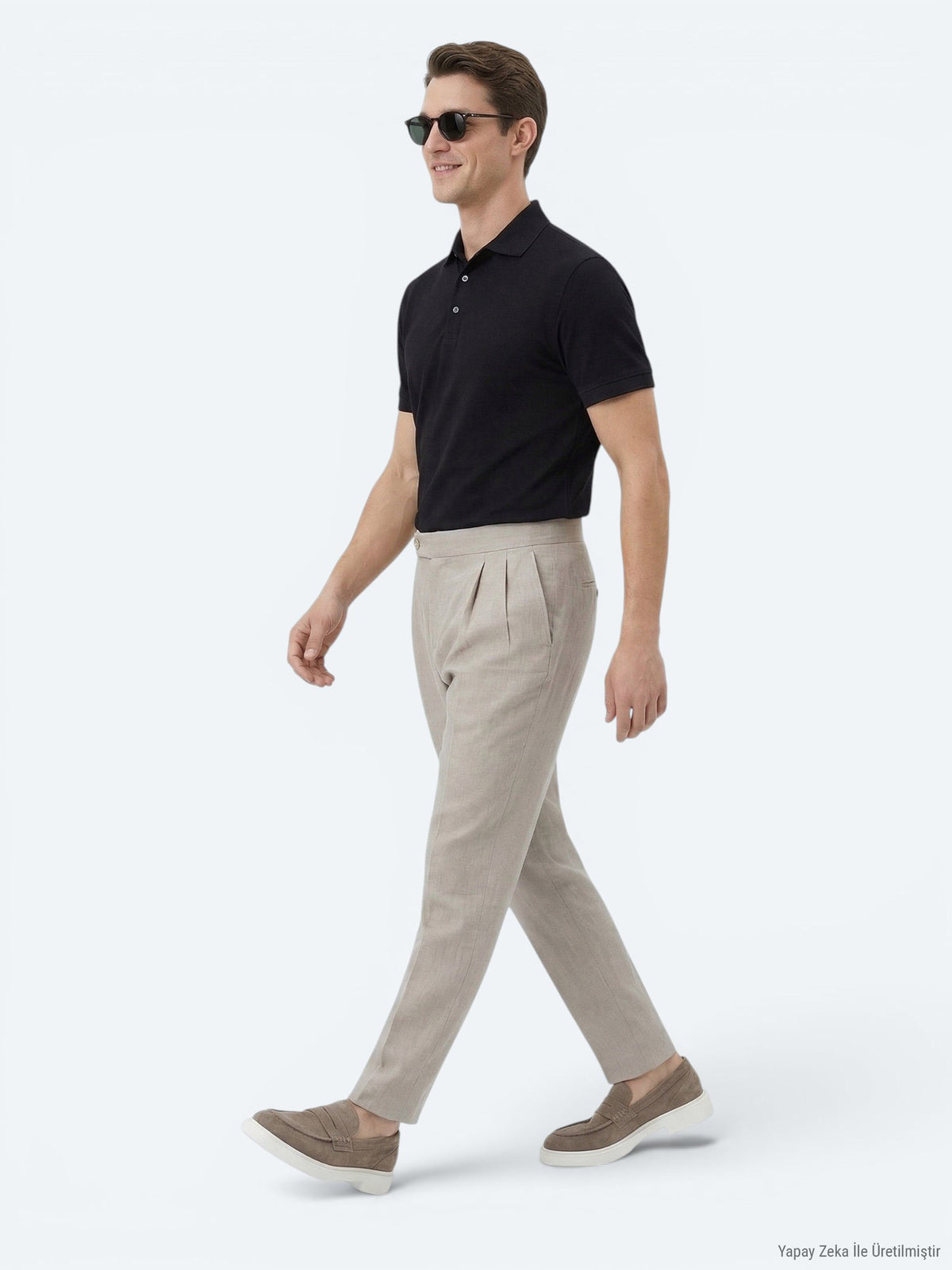 Koyu Vizon Dokuma Carrot Fit Casual Pamuk Karışımlı Pantolon