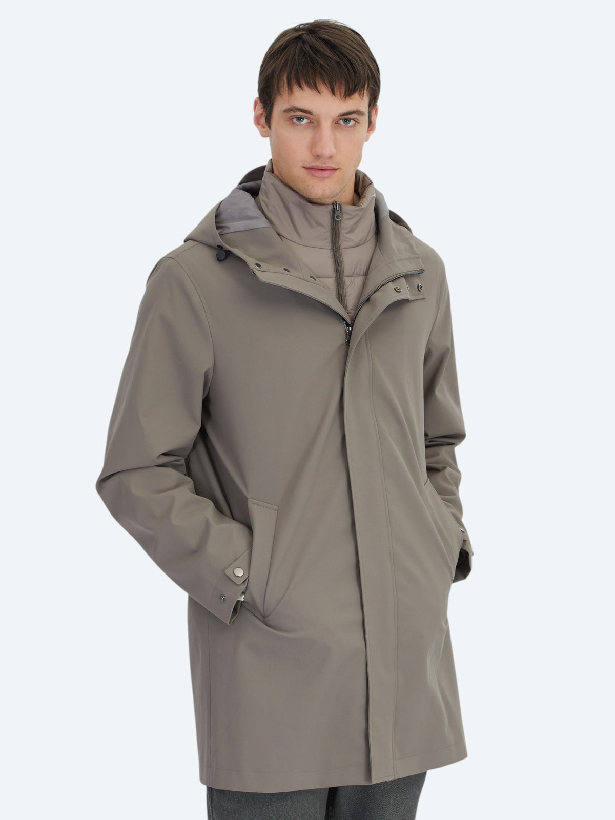 Haki Oversize Fit Kruvaze Yaka Casual Dokuma Pardösü