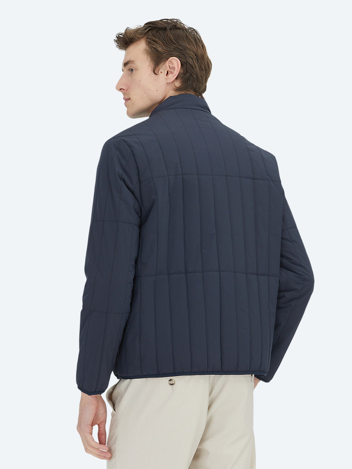 Lacivert Regular Fit Dik Yaka Casual Dokuma Mont