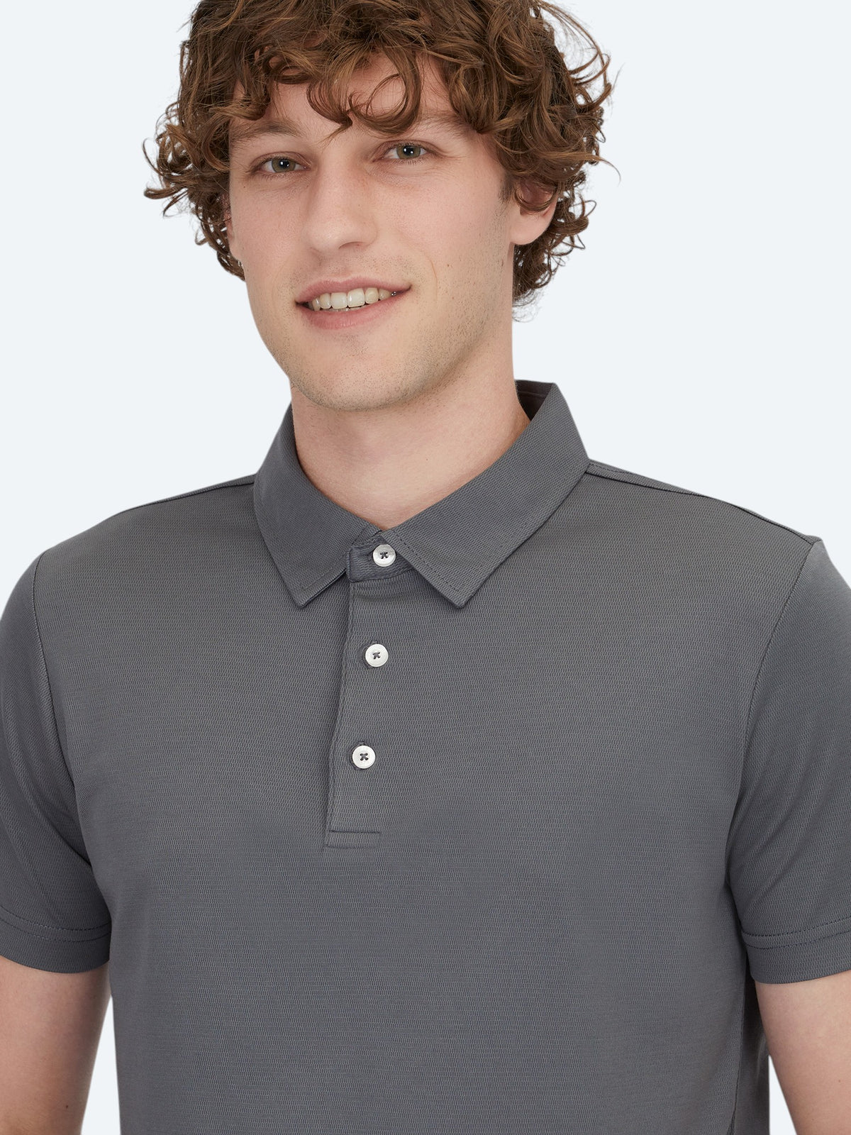 Gri Polo Yaka Pamuk Karışımlı T-Shirt