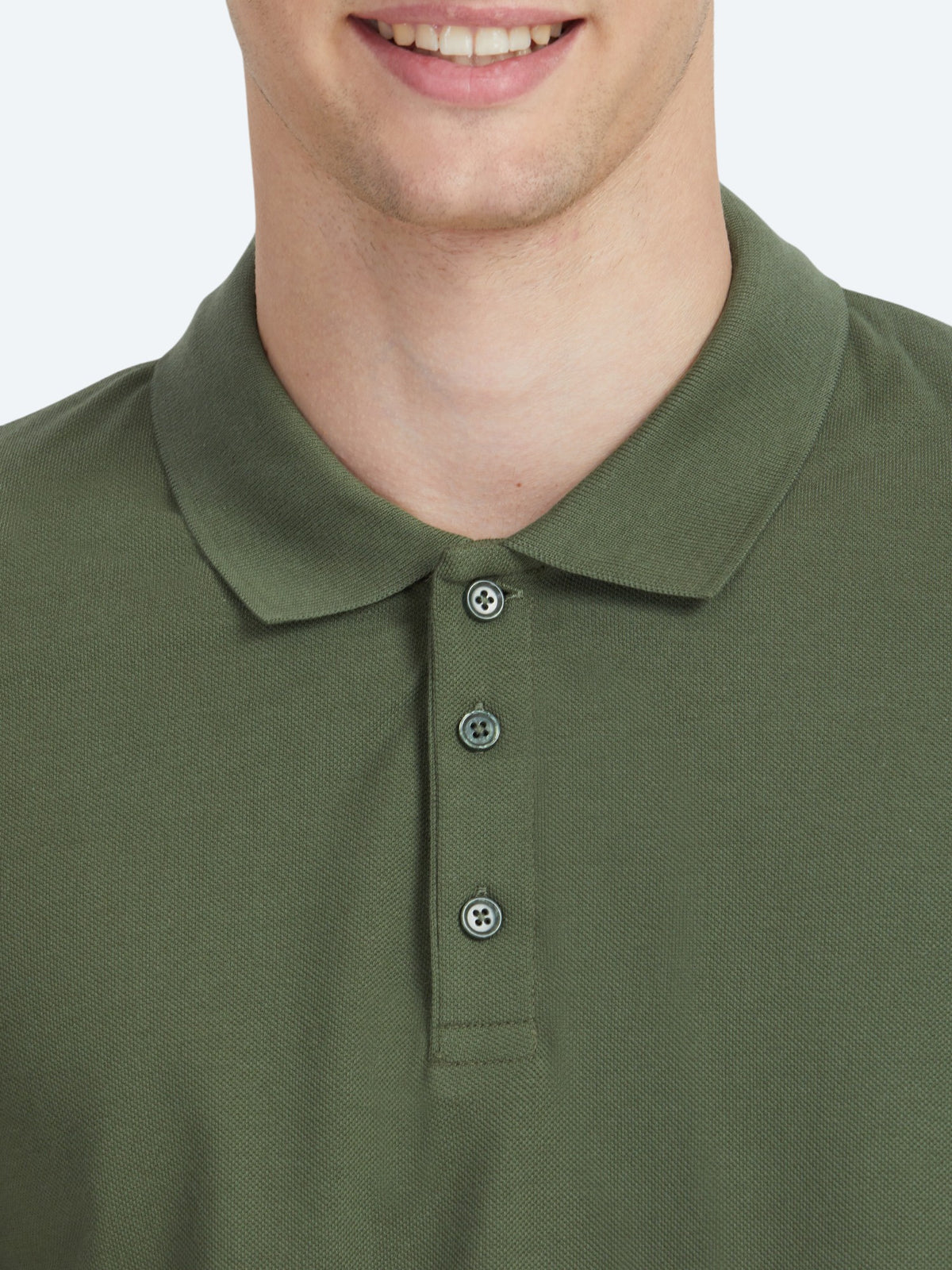 Haki Düz Polo Yaka %100 Pamuk T-Shirt