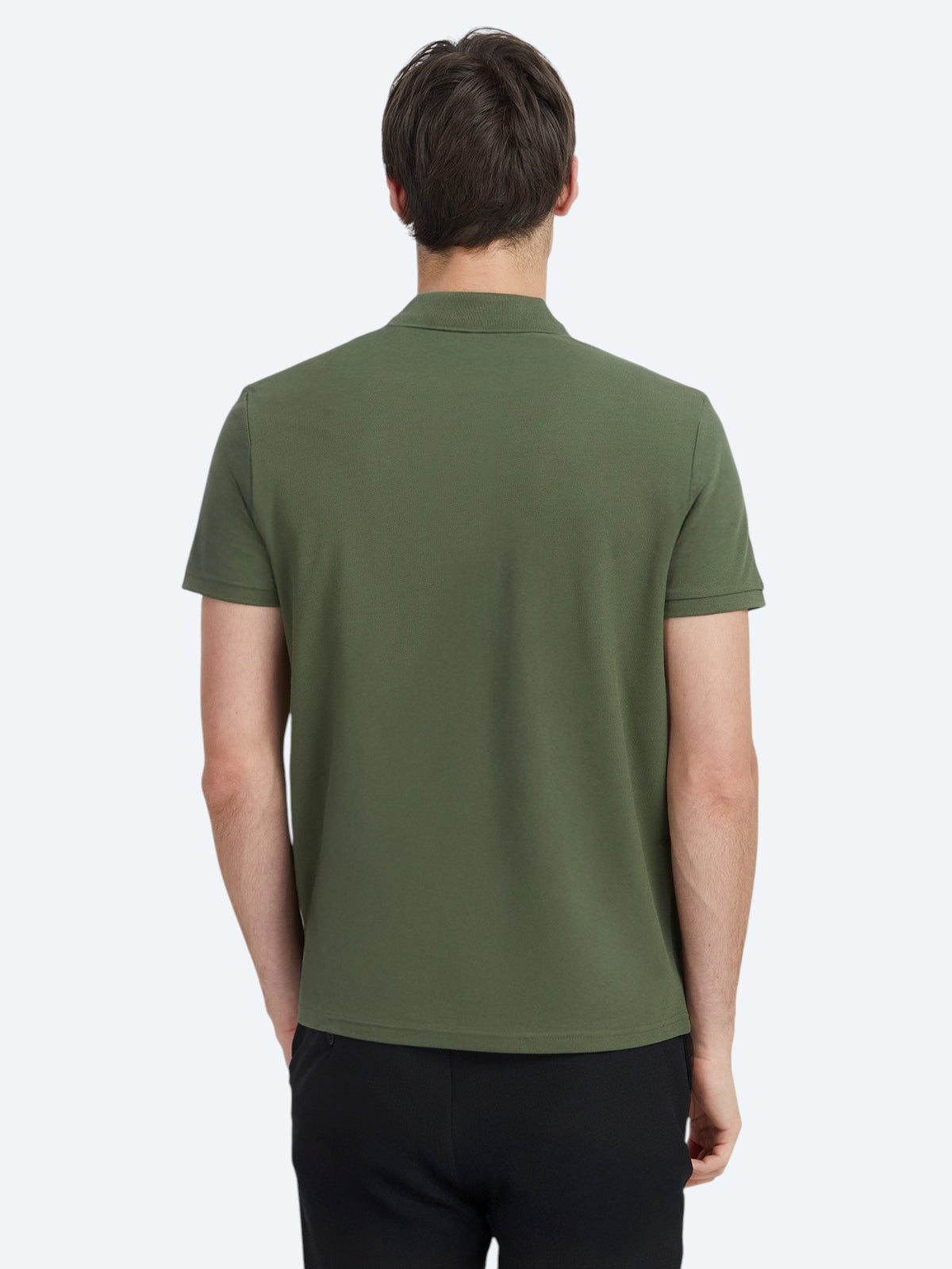 Haki Düz Polo Yaka %100 Pamuk T-Shirt