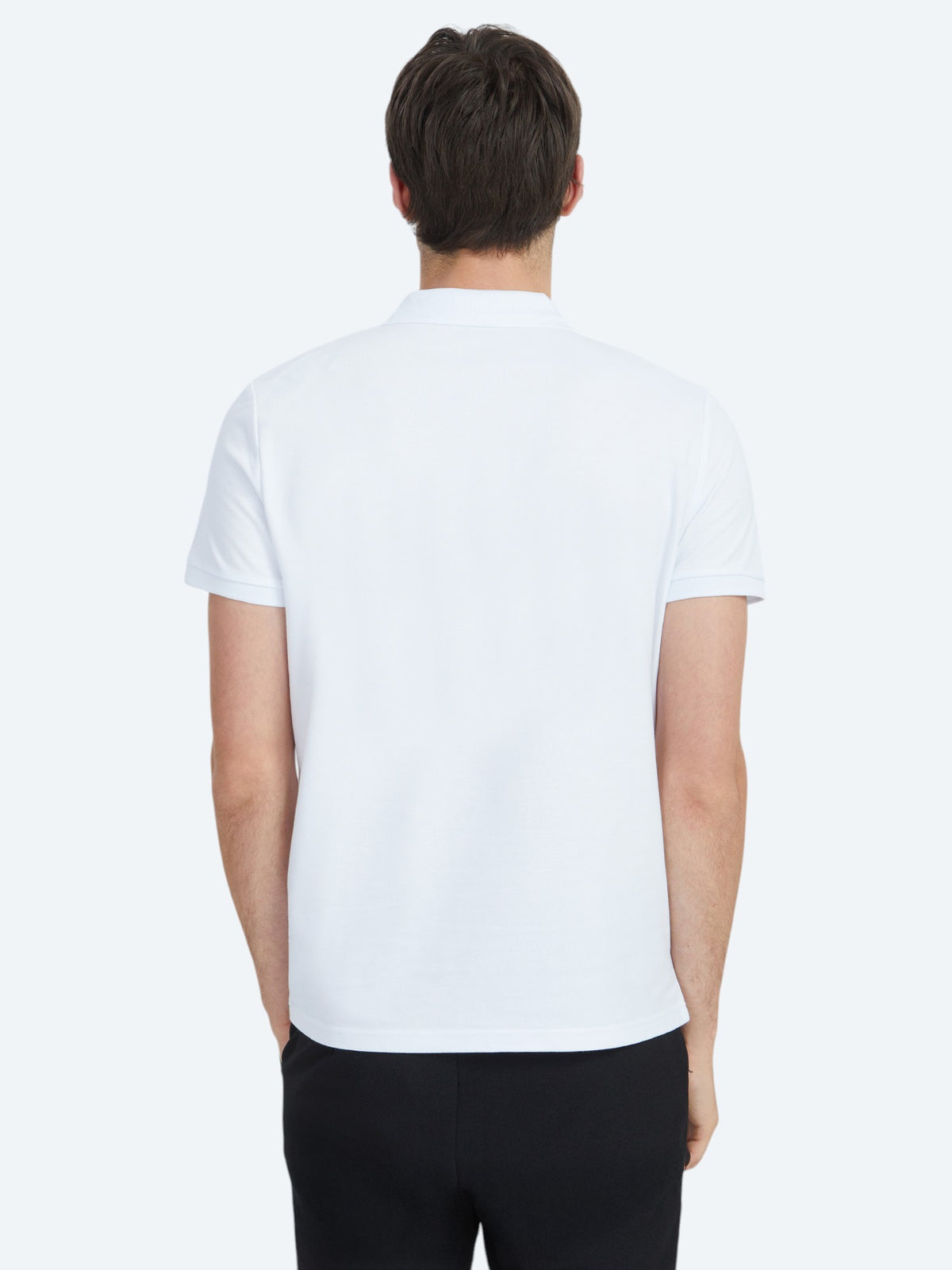 Beyaz Düz Polo Yaka %100 Pamuk T-Shirt