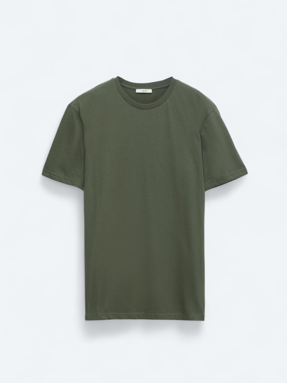 Haki Düz Bisiklet Yaka %100 Pamuk T-Shirt