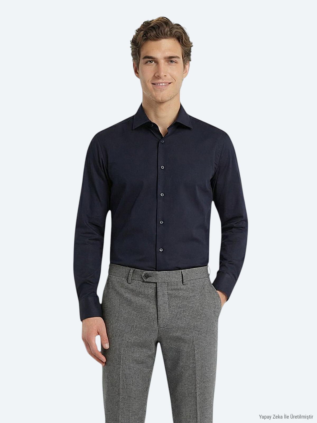 Siyah Düz Slim Fit Uzun Dokuma Klasik %100 Pamuk Gömlek