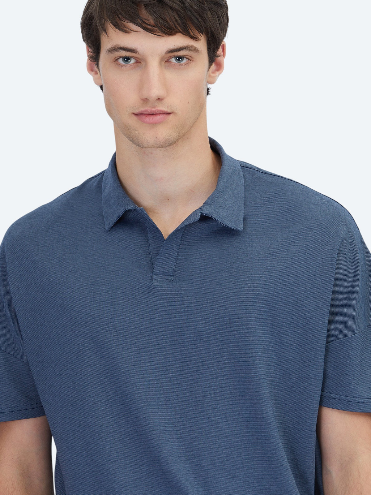 Lacivert Polo Yaka Pamuk Karışımlı T-Shirt