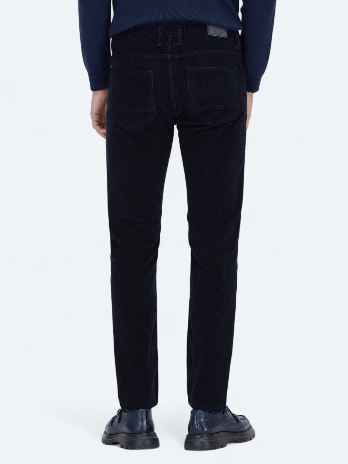 Lacivert Fitilli Dokuma Slim Fit Kadife Casual Pamuk Karışımlı Pantolon