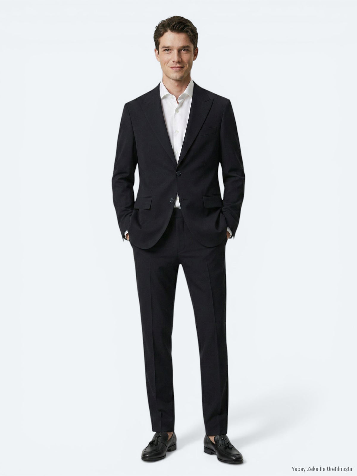 Siyah Çizgili Modern Fit Takım Elbise
