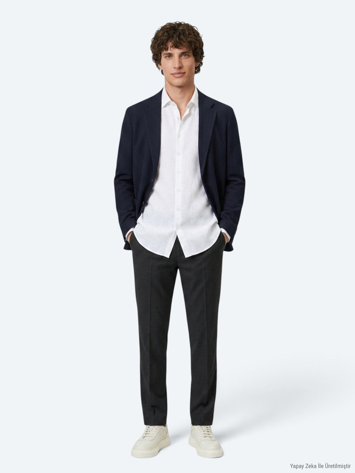 Lacivert Çizgili Comfort Fit Ceket