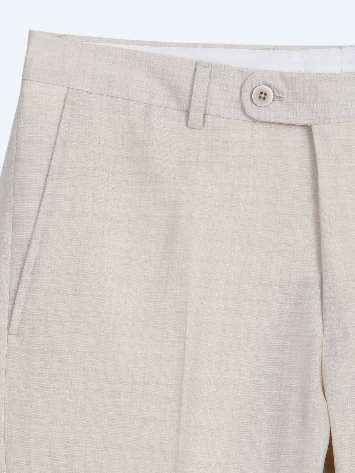 Bej Desenli Modern Fit Yün Karışımlı Takım Elbise