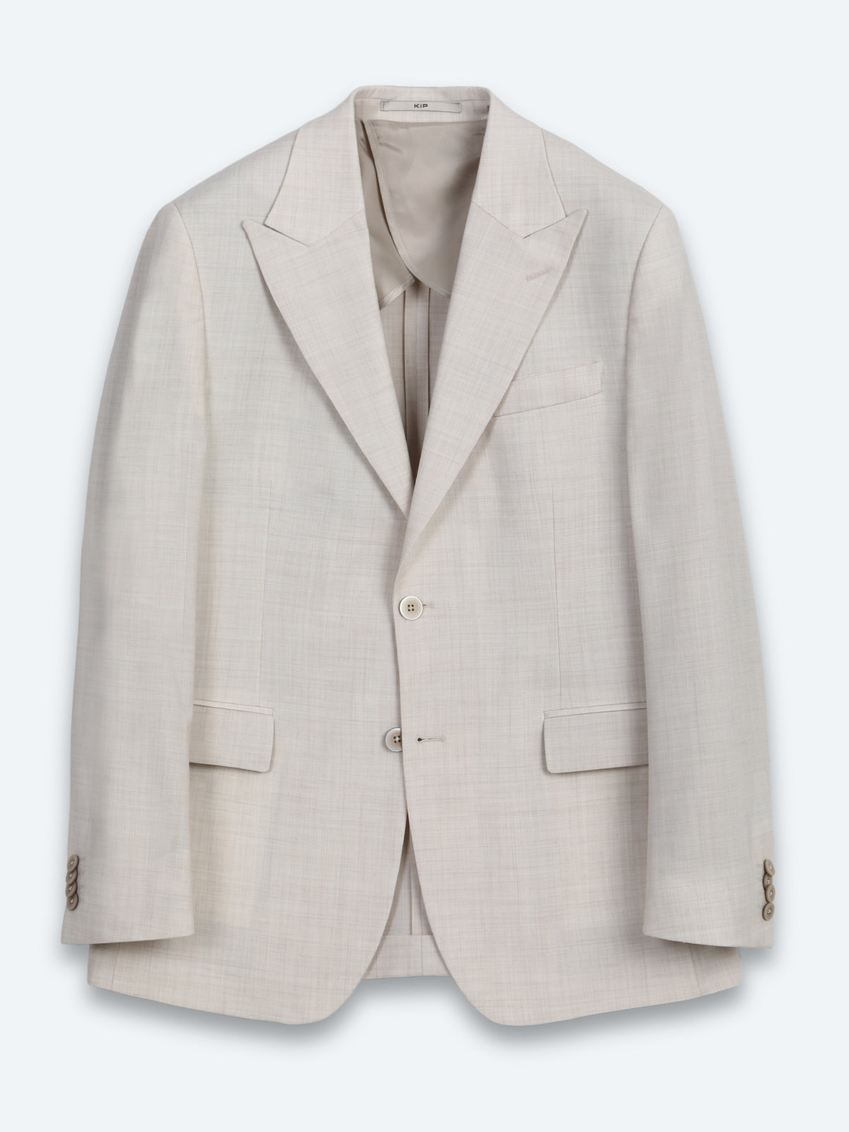 Bej Desenli Modern Fit Yün Karışımlı Takım Elbise