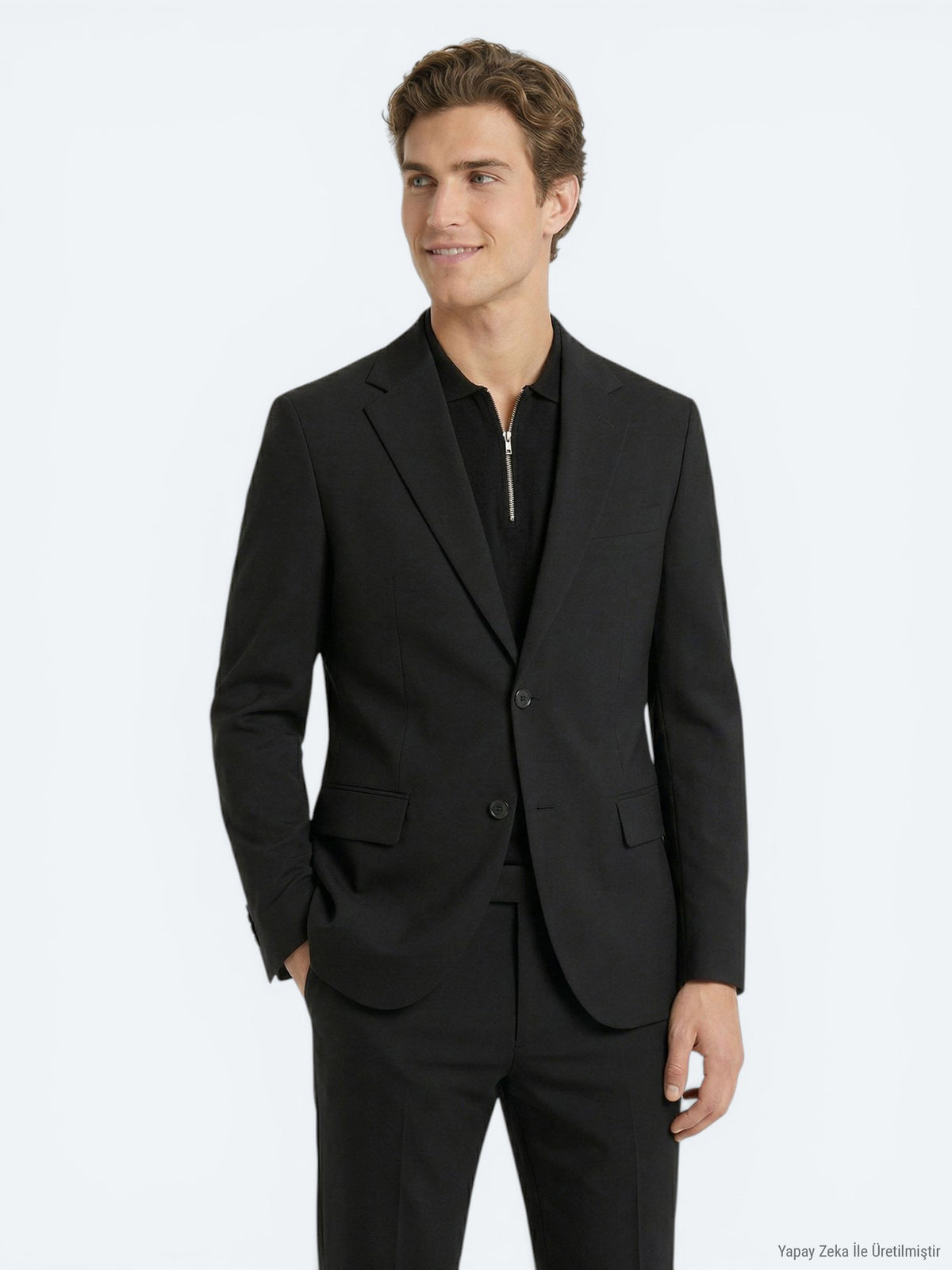 Siyah Mikro Modern Fit Takım Elbise