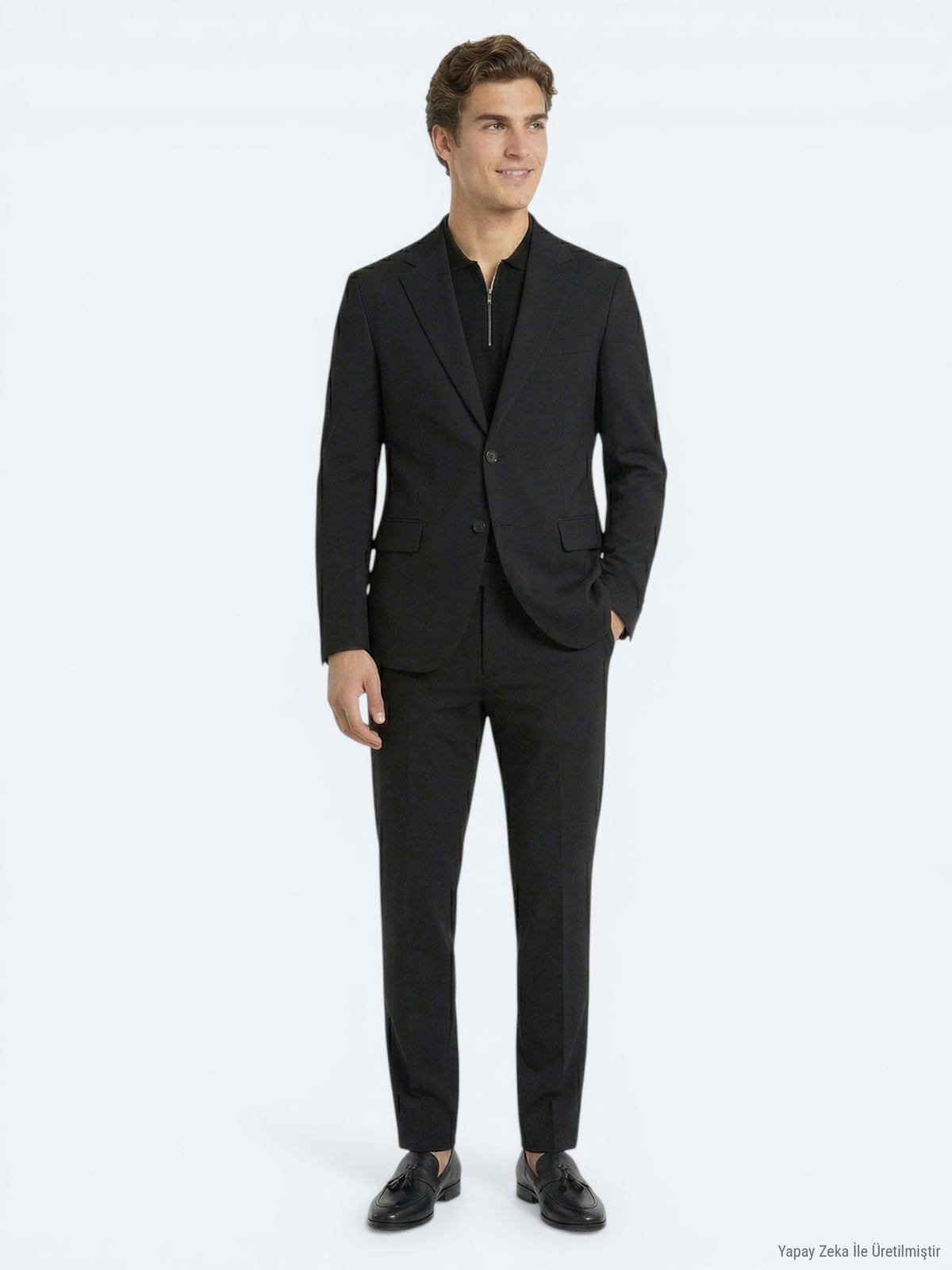 Siyah Mikro Modern Fit Takım Elbise