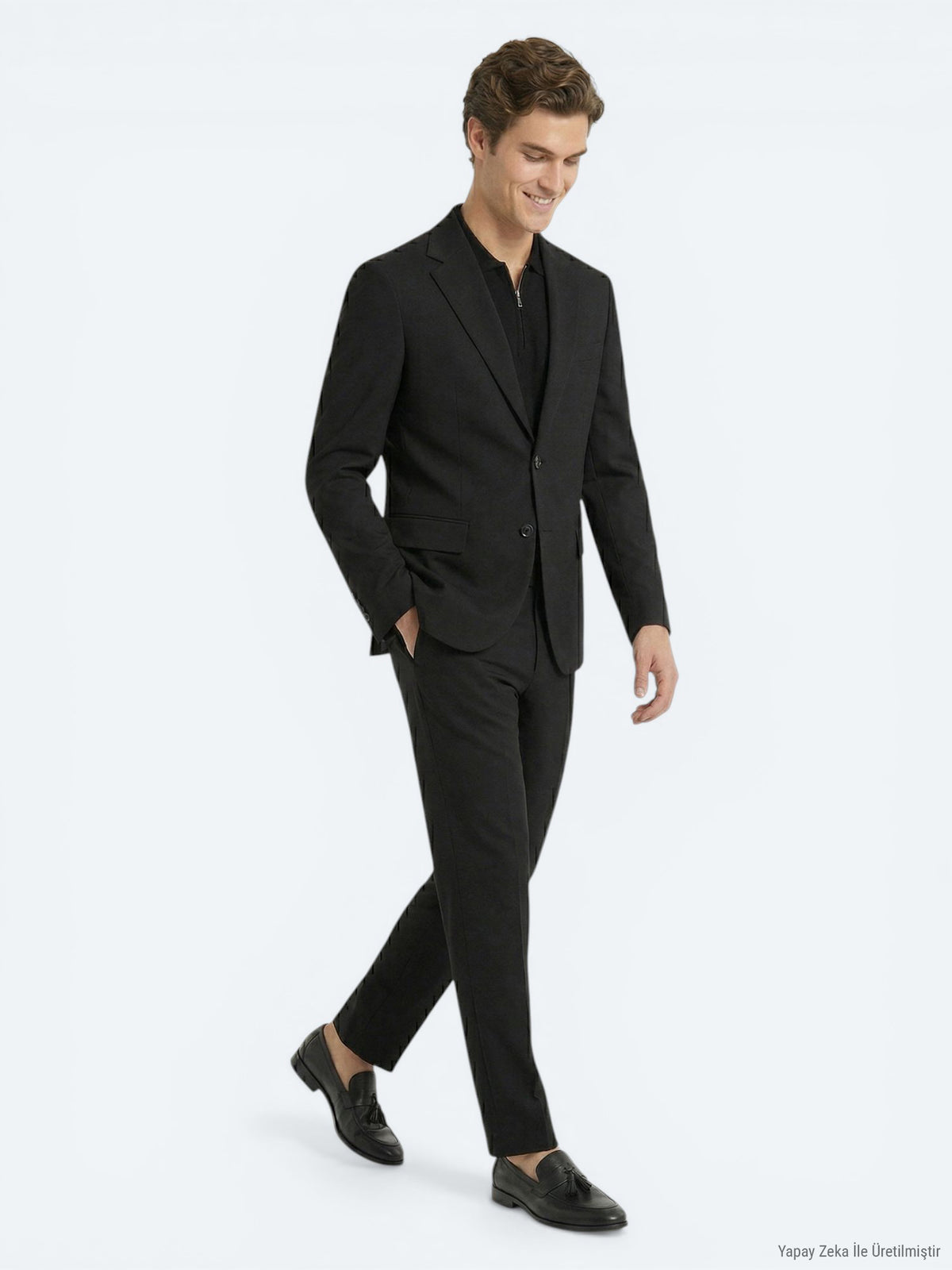 Siyah Mikro Modern Fit Takım Elbise