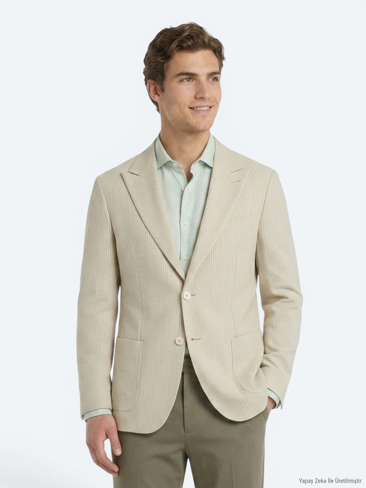 Bej Modern Fit Pamuk Karışımlı Ceket