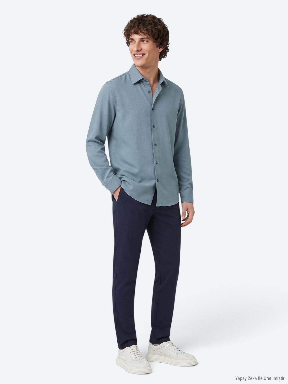 Mint Regular Fit Uzun Dokuma Casual Gömlek