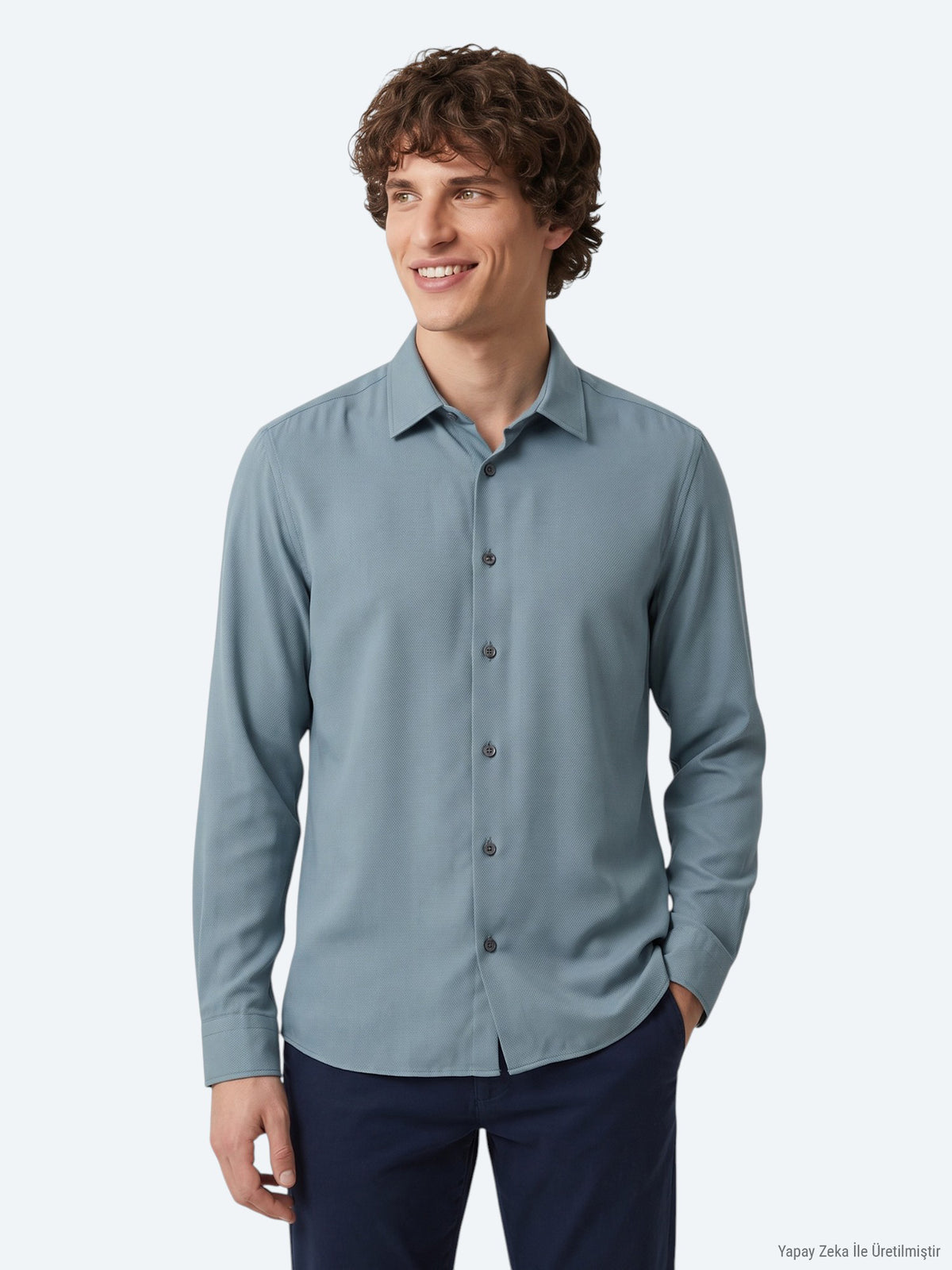 Mint Regular Fit Uzun Dokuma Casual Gömlek