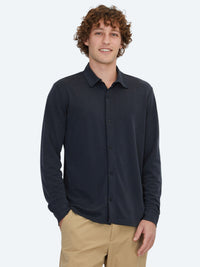 Siyah Düz Regular Fit Uzun Casual Gömlek