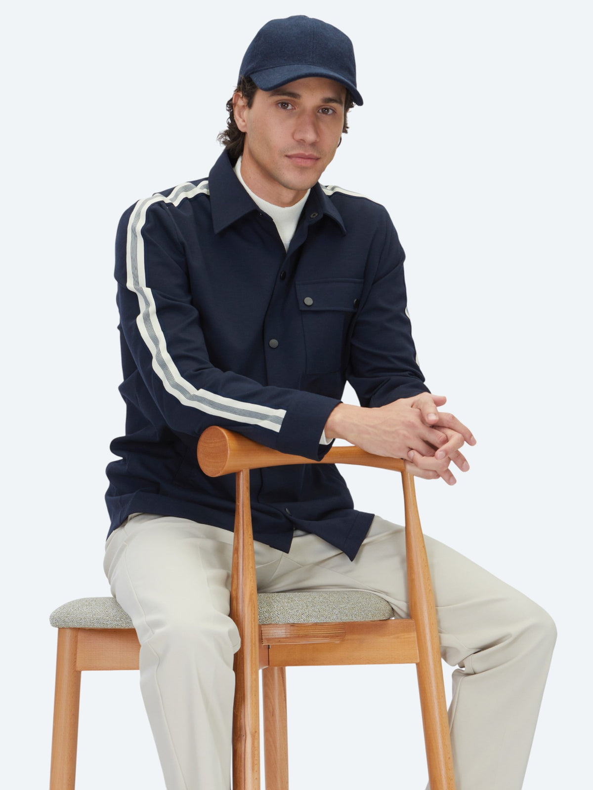 Lacivert Regular Fit Dokuma Overshirt