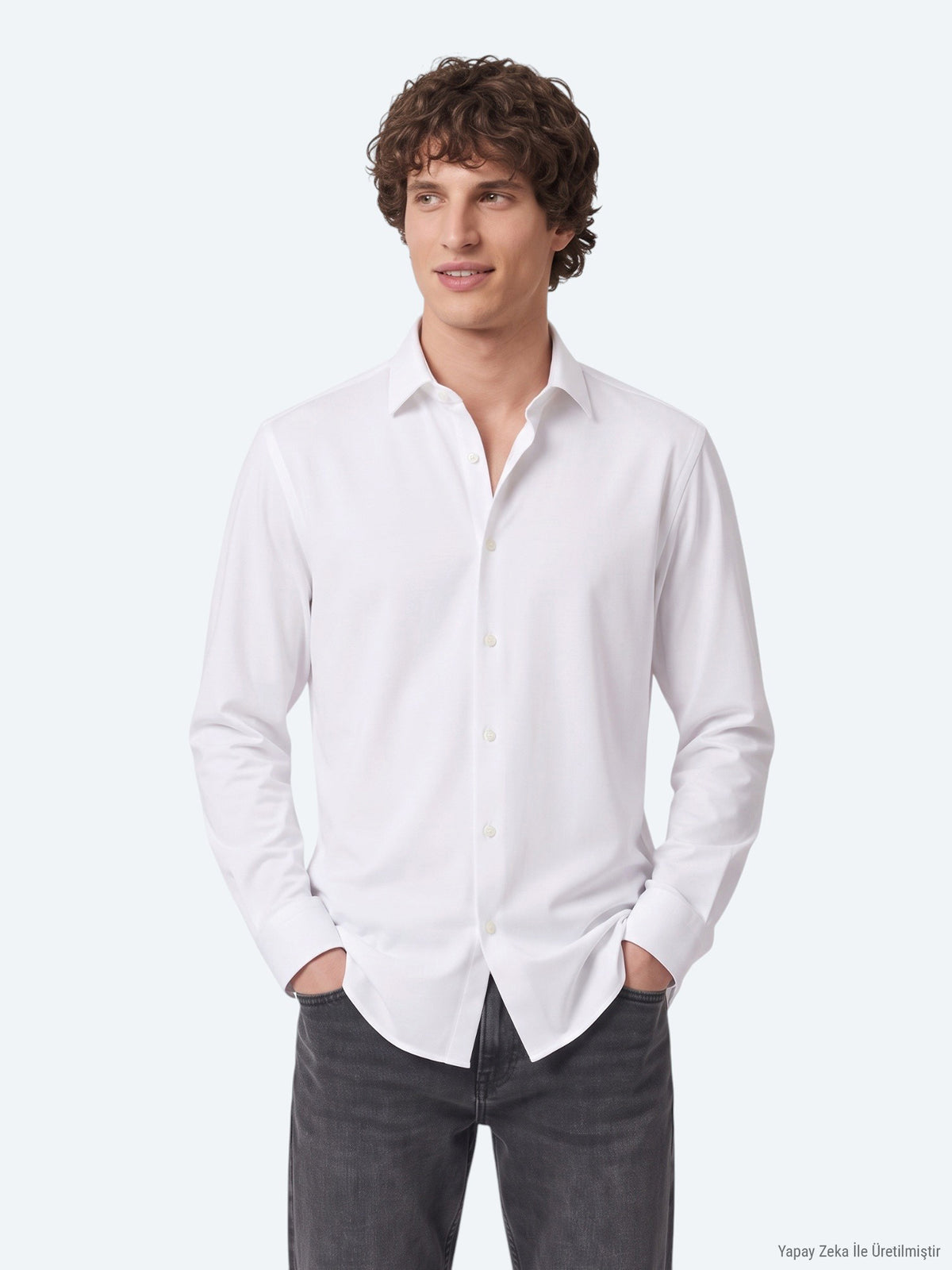 Beyaz Düz Regular Fit Uzun Casual %100 Pamuk Gömlek