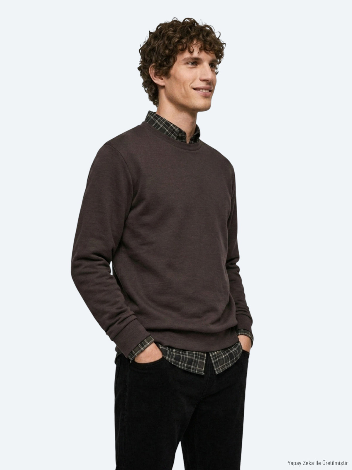 Kahverengi Düz Sweatshirt
